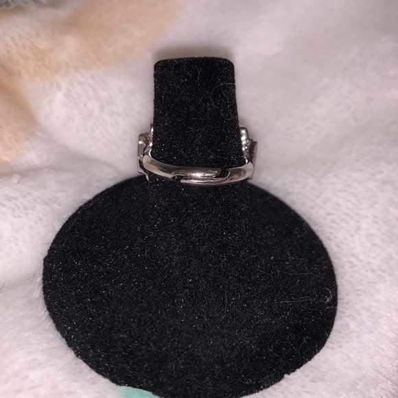 Blue stone silver tone adjustable size ring - Picture 2 of 2